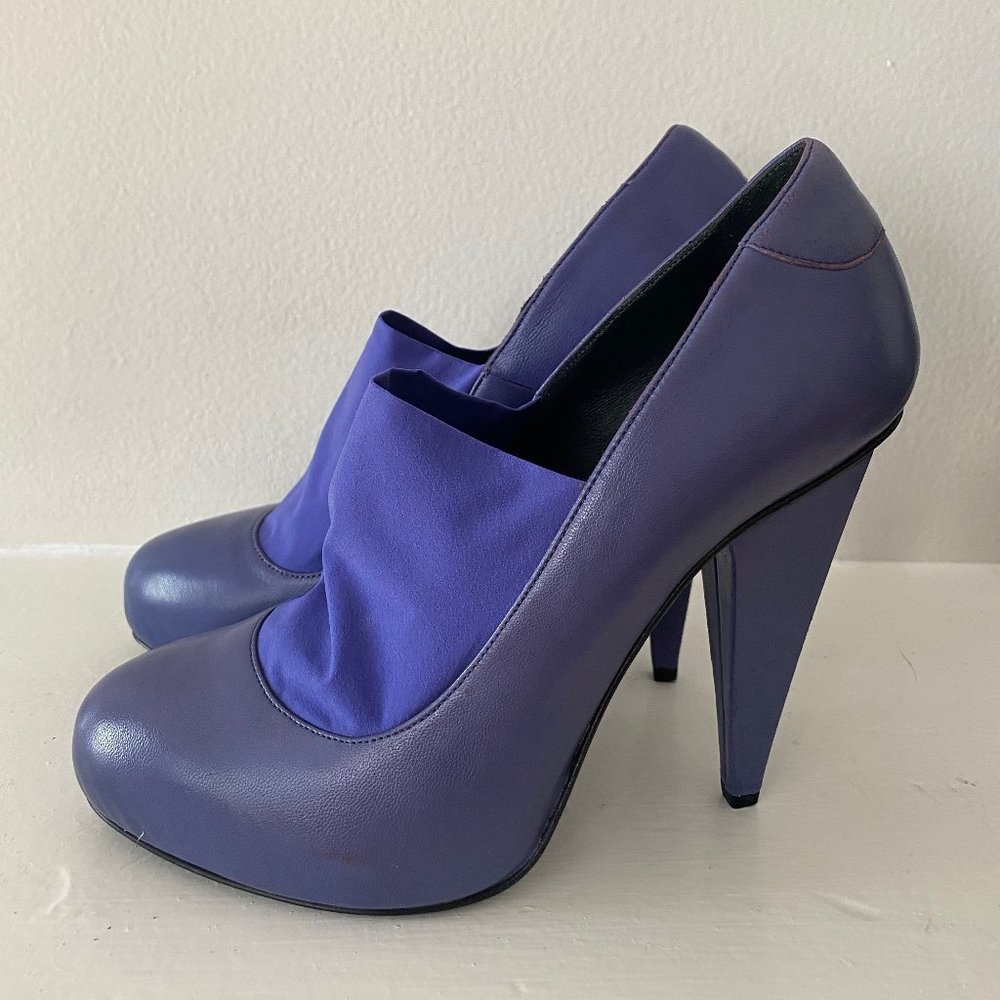Acne Studio Women Purple Leather Cone Heel Shoes